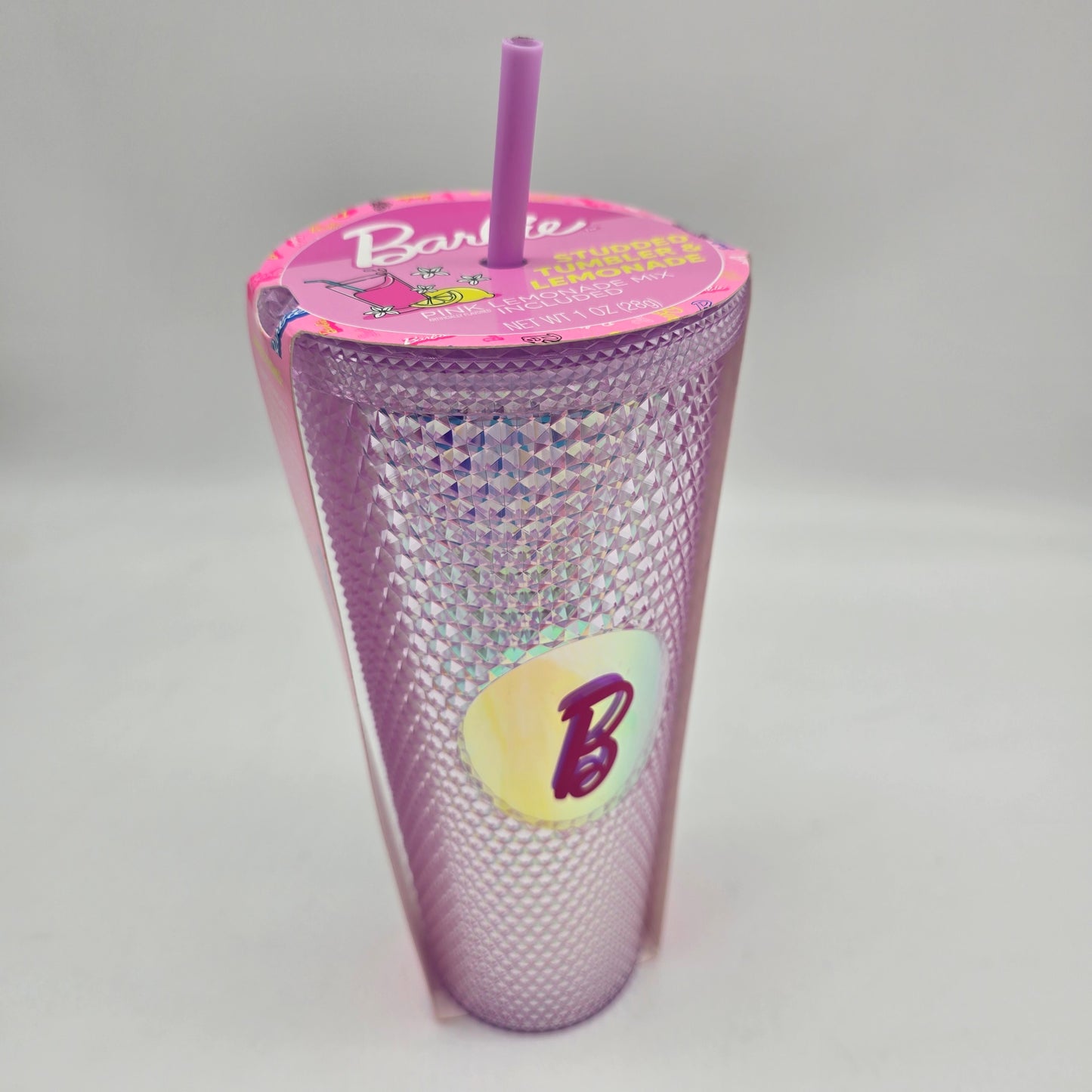 Tumbler vaso plástico Barbie Prismas tornasol