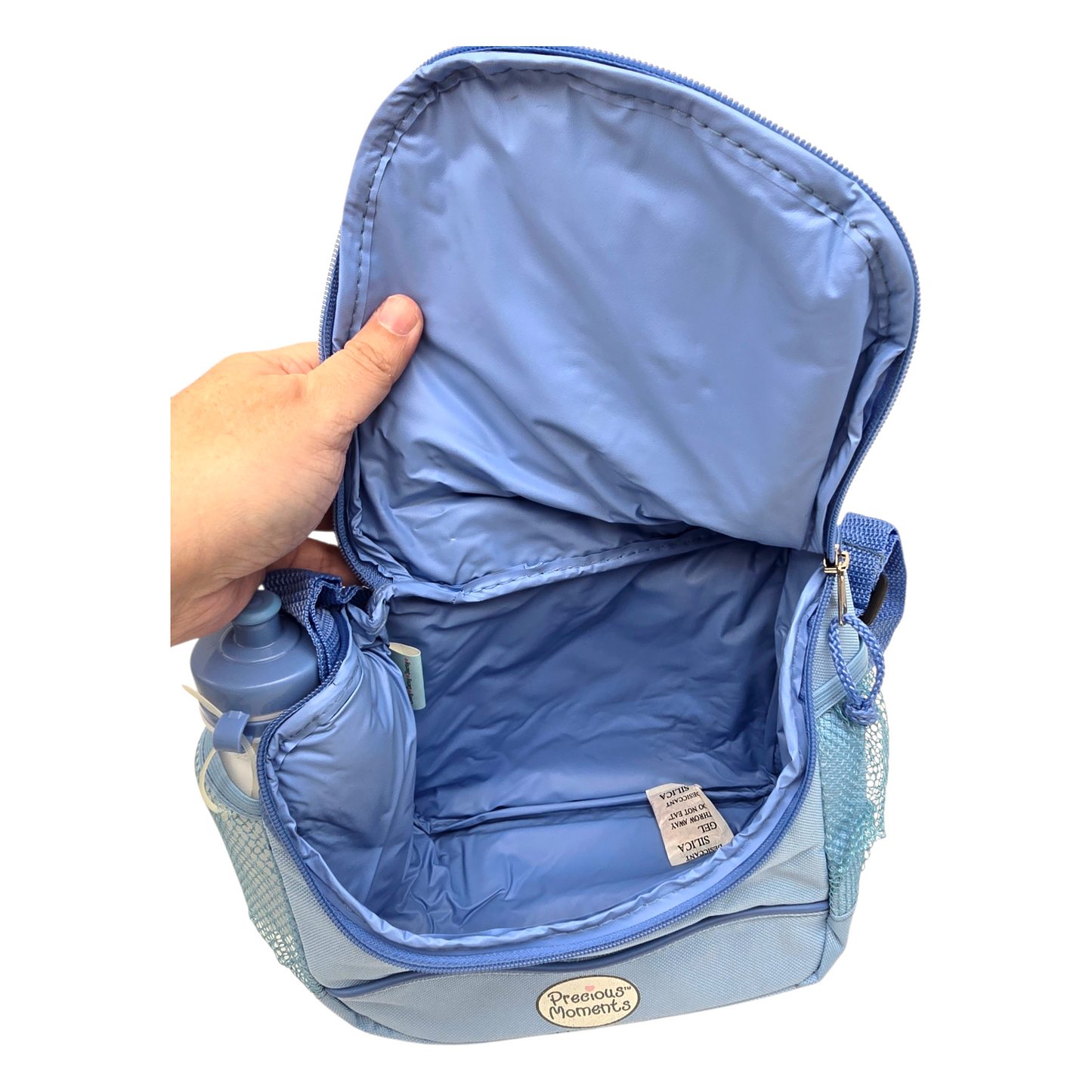 Lonchera maletita vintage Precious Moments 28x22 cms aprox Rosa con thermo azul