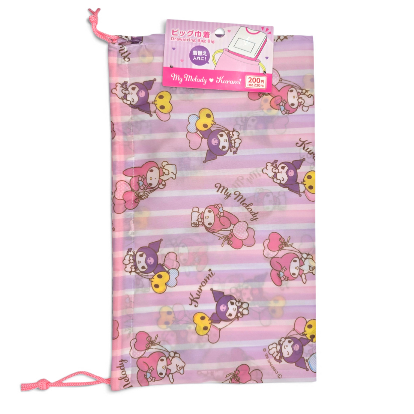 Bolsita loneta de cuerda tipo saco multiusos Sanrio Japon Original licencia medida aprox 35x38 My Melody con Kuromi