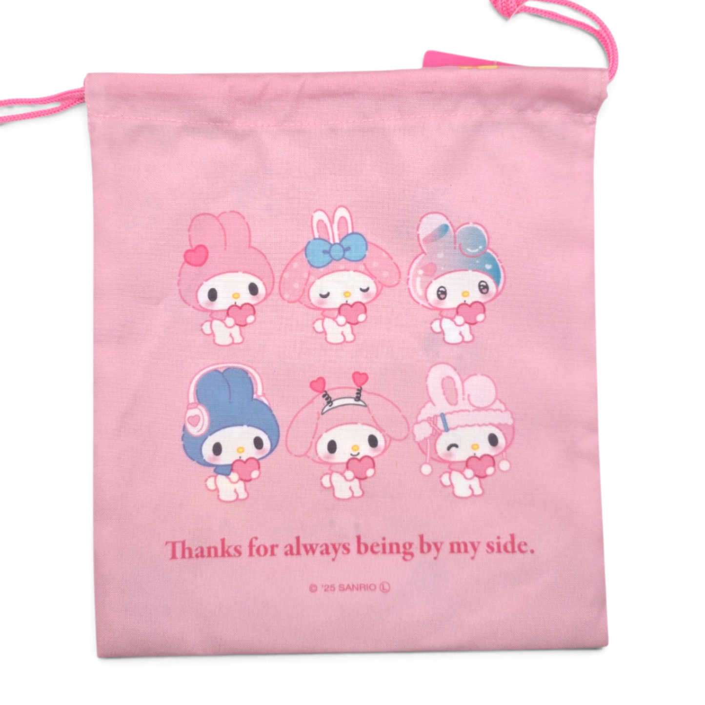 Bolsita loneta de cuerda tipo saco multiusos Sanrio Japon Original licencia medida aprox 23x20 cms My Melody