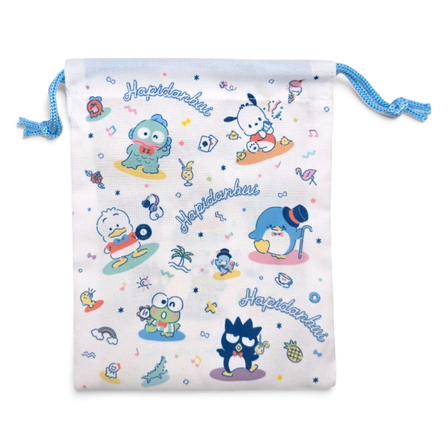 Bolsita Tela de cuerda tipo saco multiusos Sanrio Japon Original licencia medida aprox 19x14 cms My Melody con Kuromi Characters