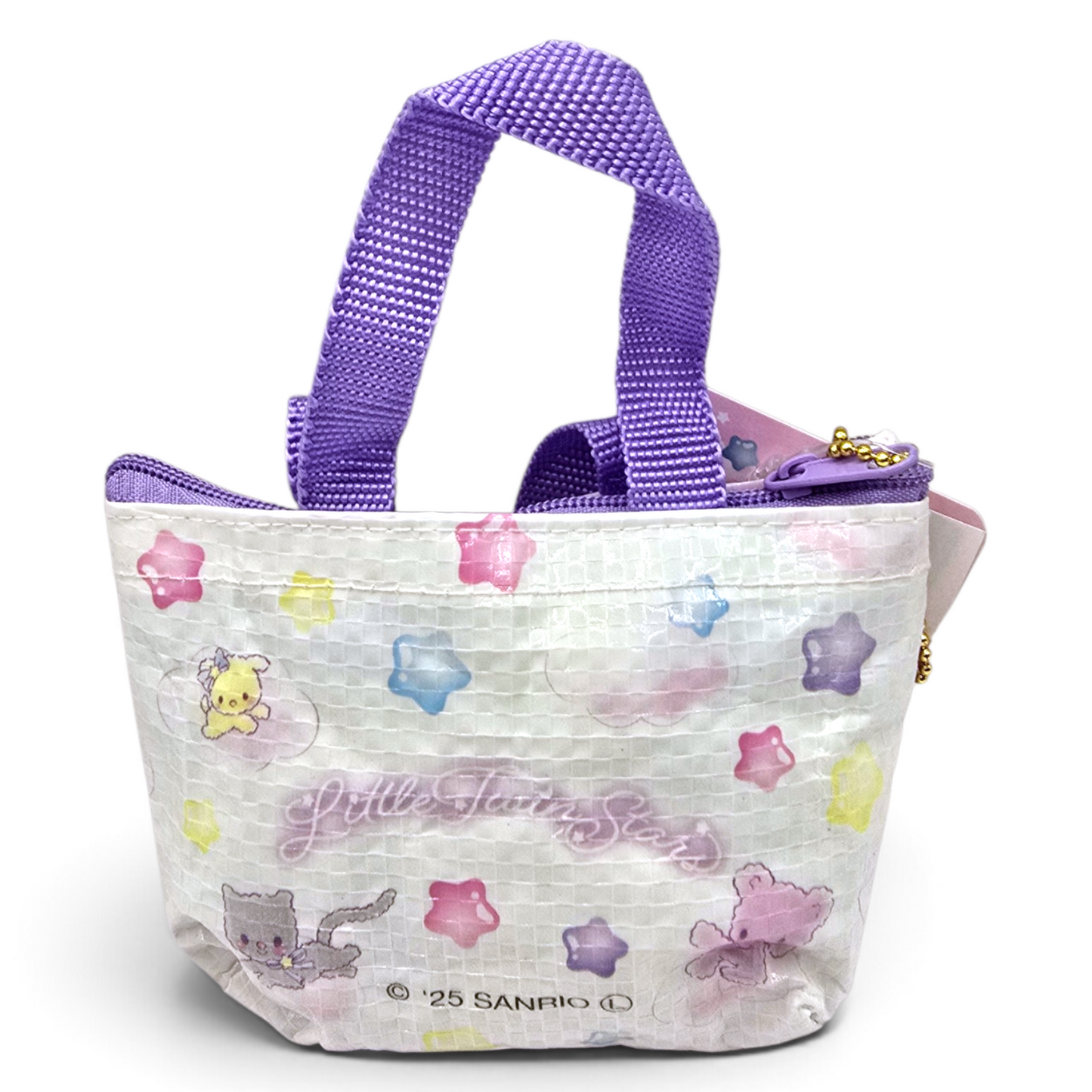 Bolsita micro mini monedero multiusos lona impermeable Sanrio Japon Original licencia medida aprox 10x8 cms Little Twin Stars