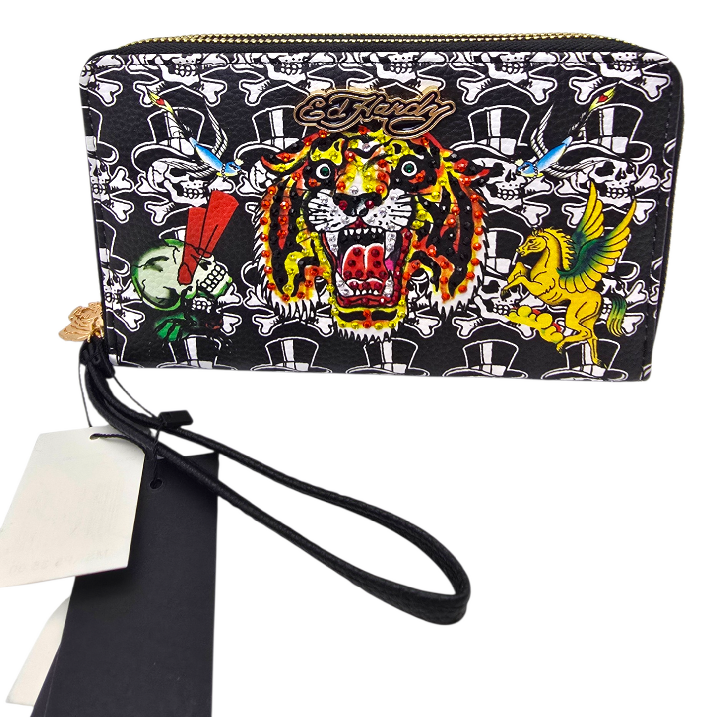 Cartera monedero doble Ed Hardy negra tigre