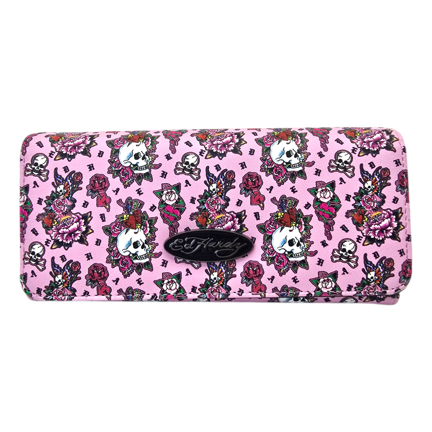 Cartera monedero rosa bifold acordeón Ed Hardy