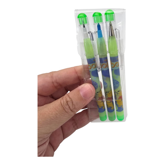 Paquetes de lapicero, pluma y colores de puntilla vintage Winnie Pooh Disney mini verde (cambiar cartucho de pluma seguramente)