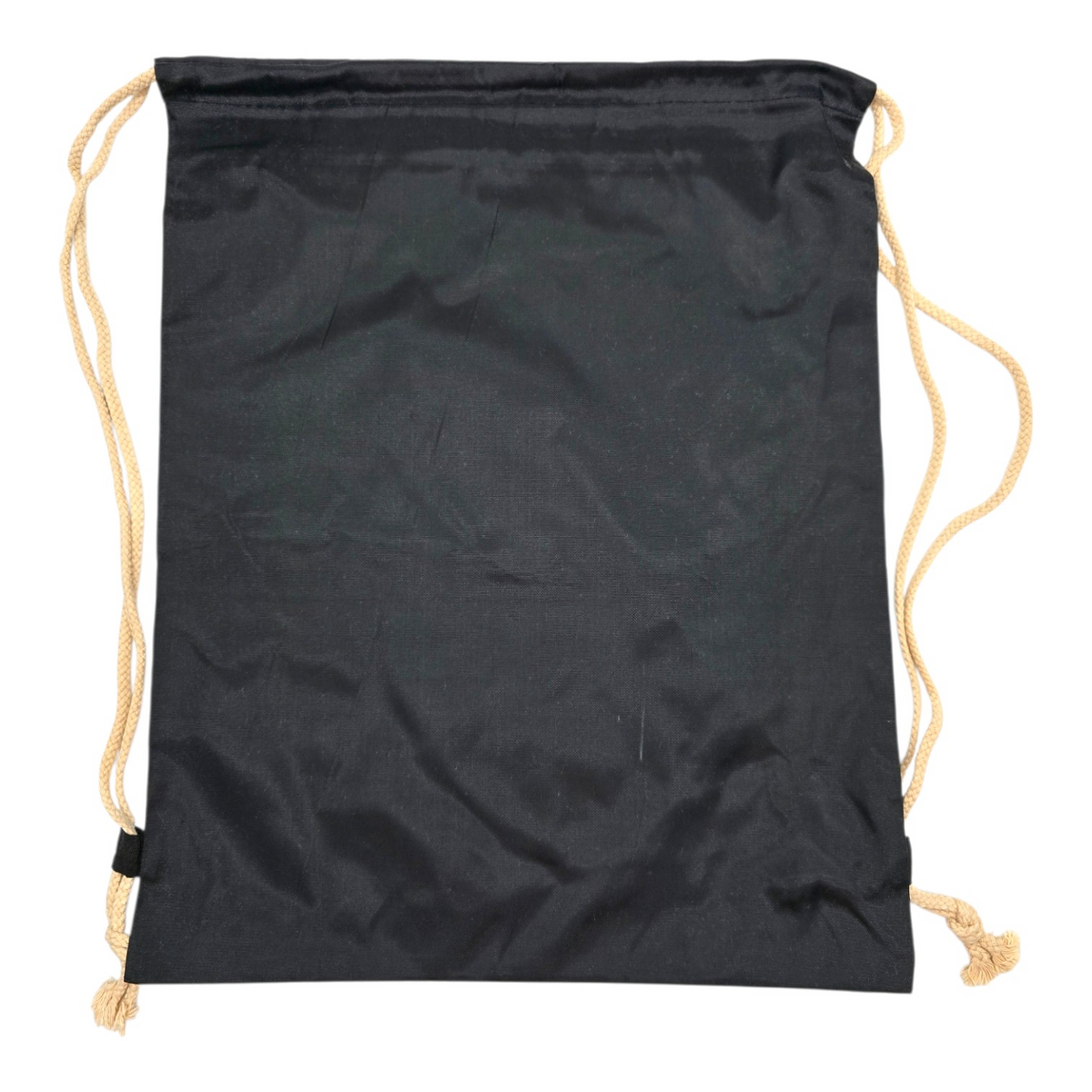 Bolsa de cuerda tipo saco Rebelde RBD loneta (sálvame del olvido, sálvame de la soledad) 44x34cm aprox negro con escudo