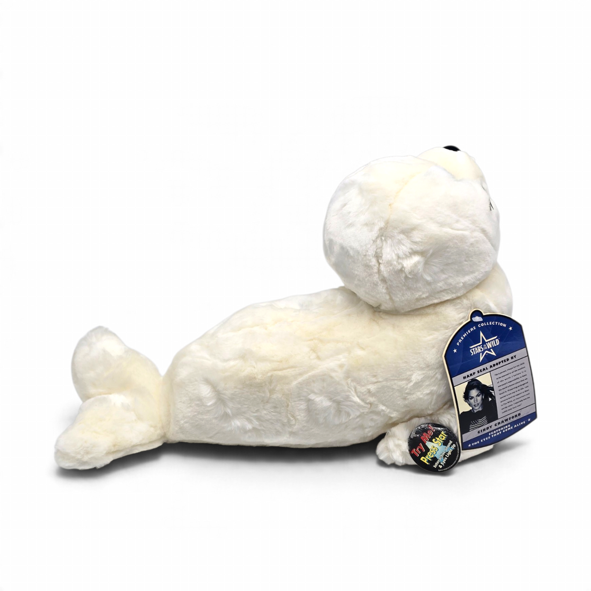 Peluche Foca Arpa Gigante Stars in the Wild Premiere Collection adoptada por Cindy Crawford Vintage año 2000 Nueva Funcionando aprox 38 cms