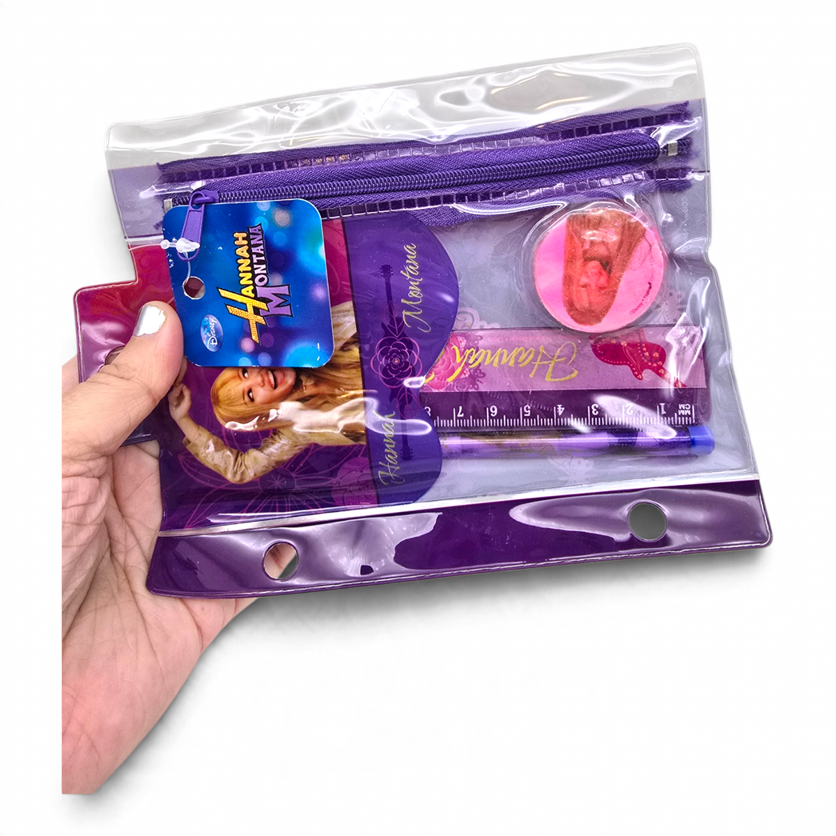 Kit de Papelería Hannah Montana con Estuche de Vinil (incluye Lapicero de Puntillas) Vintage Nuevo