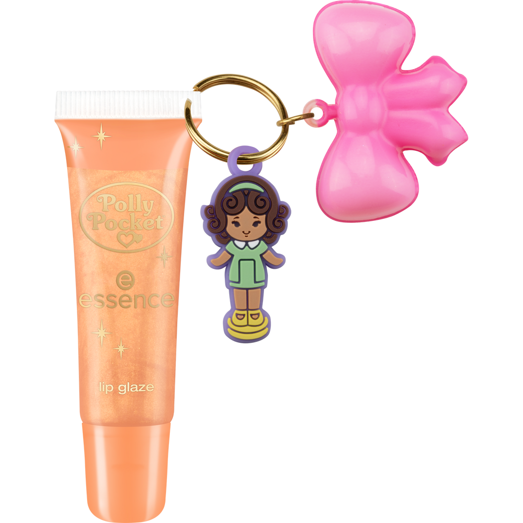Polly Pocket Essence make up Brillo labial brillante con fragancia afrutada y llavero con squishy Naranja