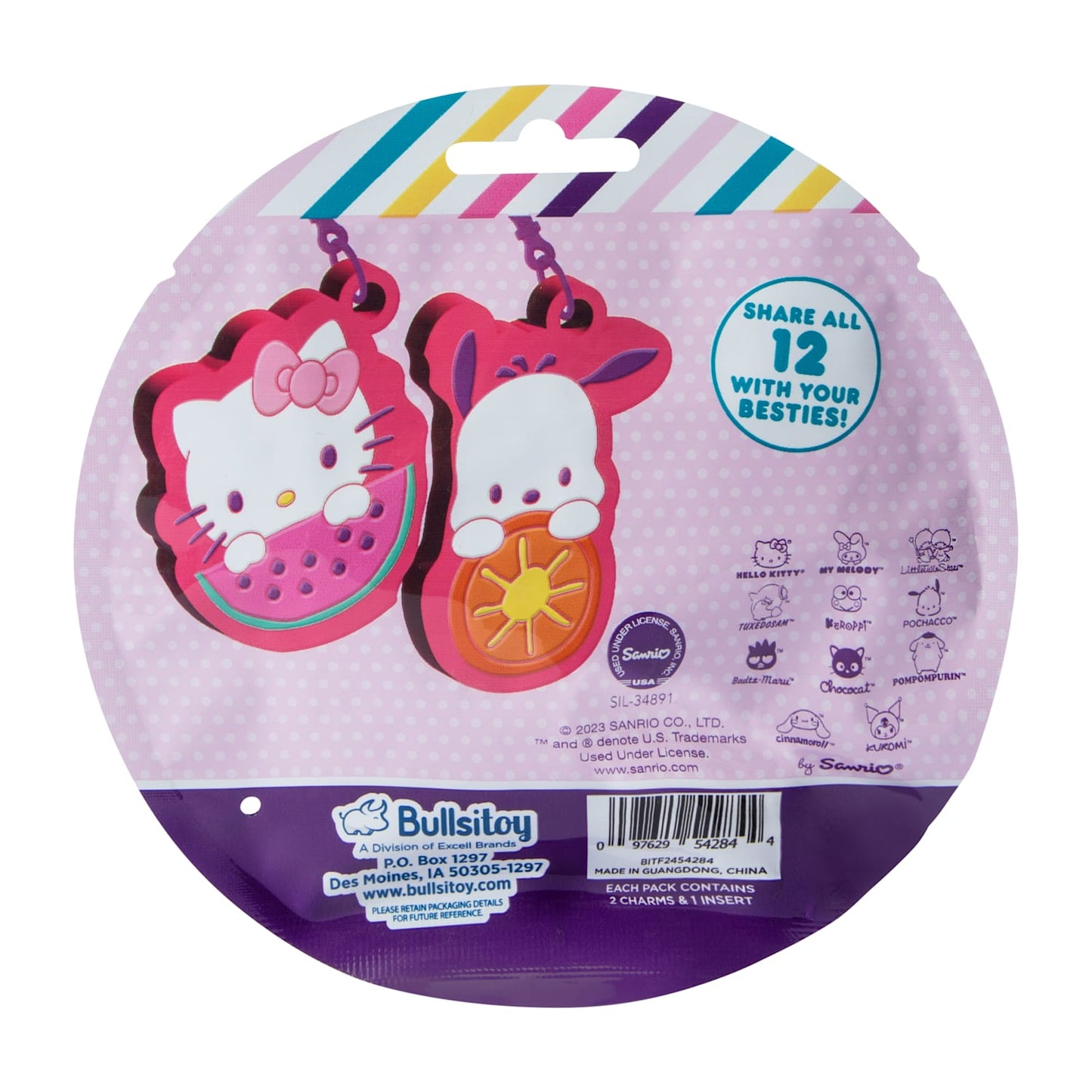 Llaveros charms Hello Kitty and friends BFF sorpresa blind bag (1 paquete con 2 llaveros vinyl)