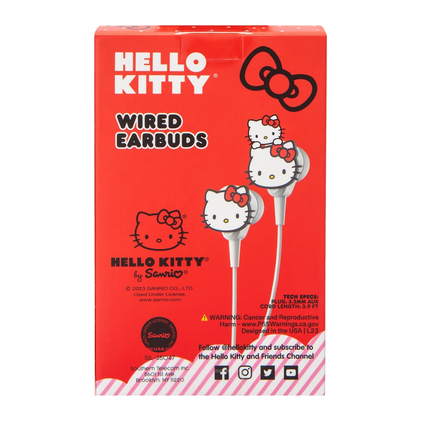 Audífonos alámbricos Sanrio Hello Kitty