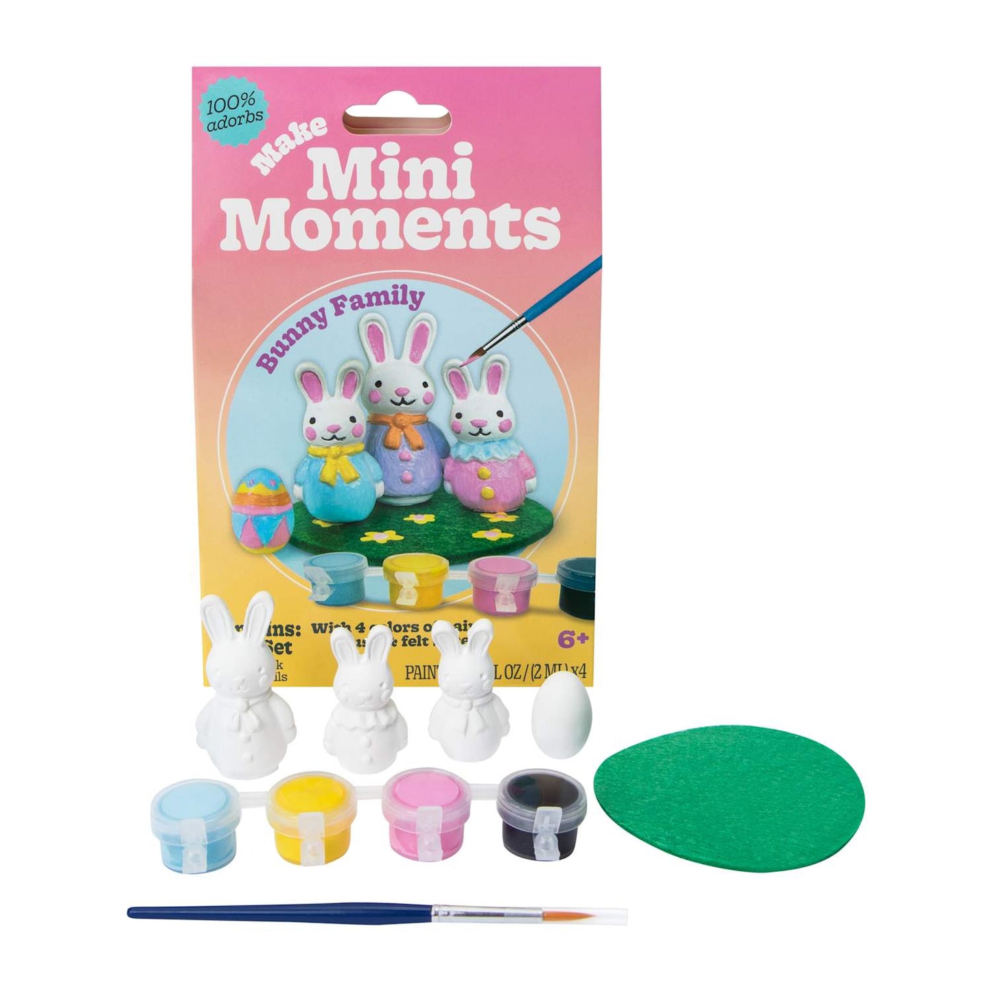 Cerámica para pintar miniatura (incluye pinturas) Familia conejos DIY