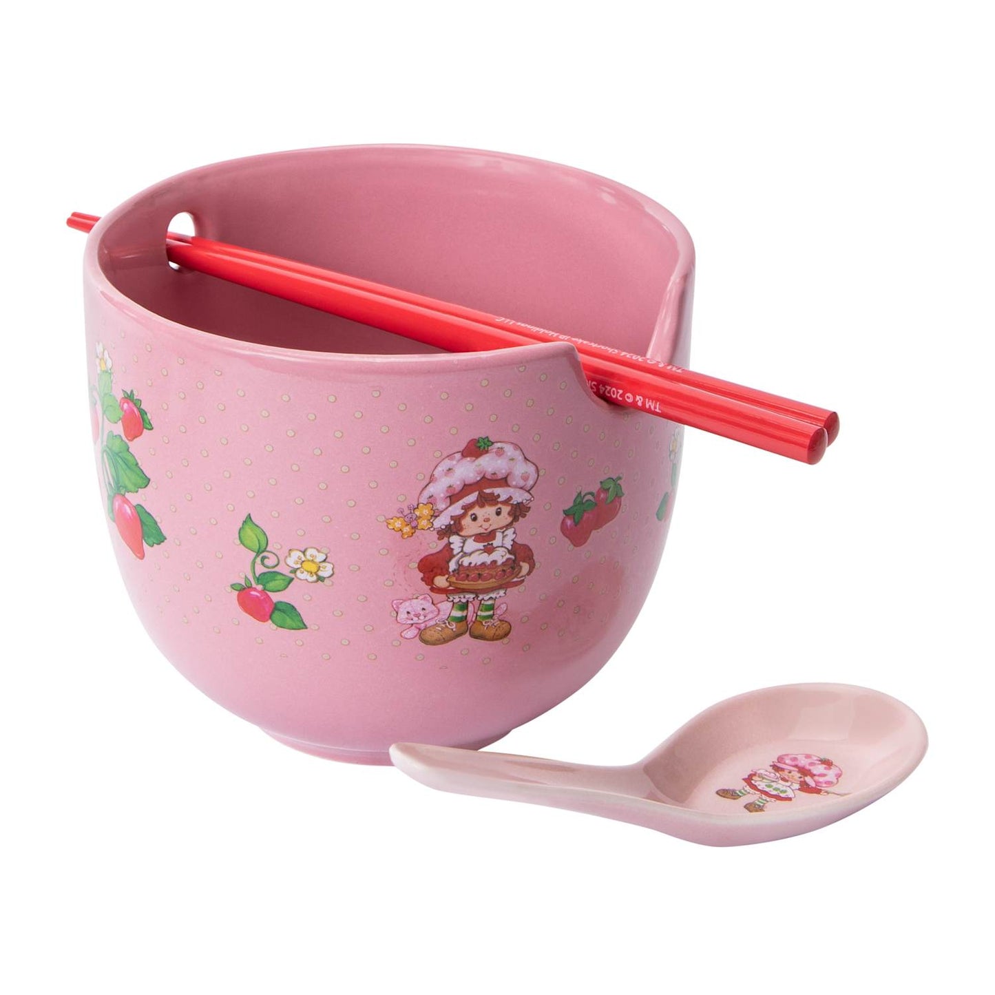 Tazón de cerámica con cubiertos asiáticos (ramen Bowl) Rosita Fresita
