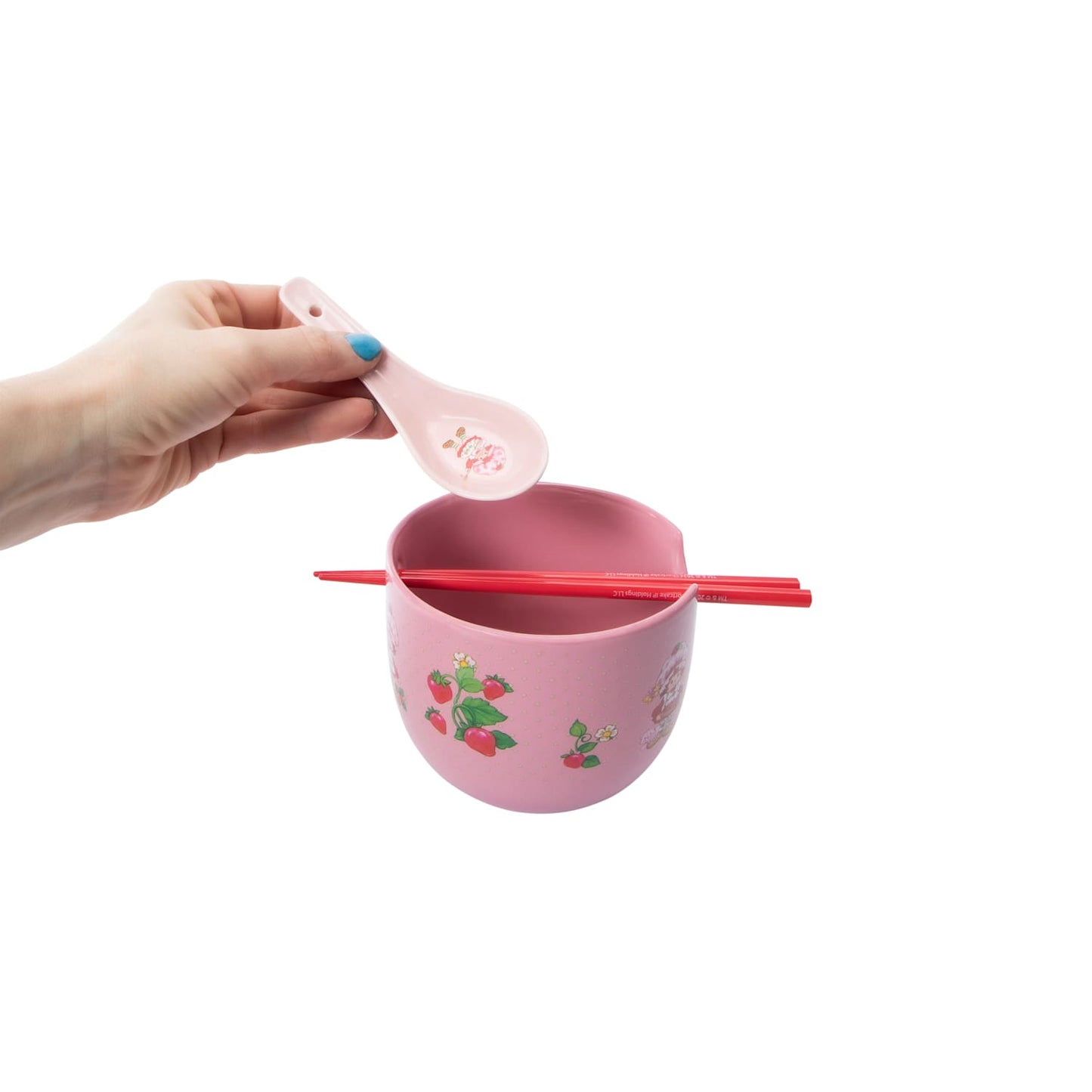 Tazón de cerámica con cubiertos asiáticos (ramen Bowl) Rosita Fresita