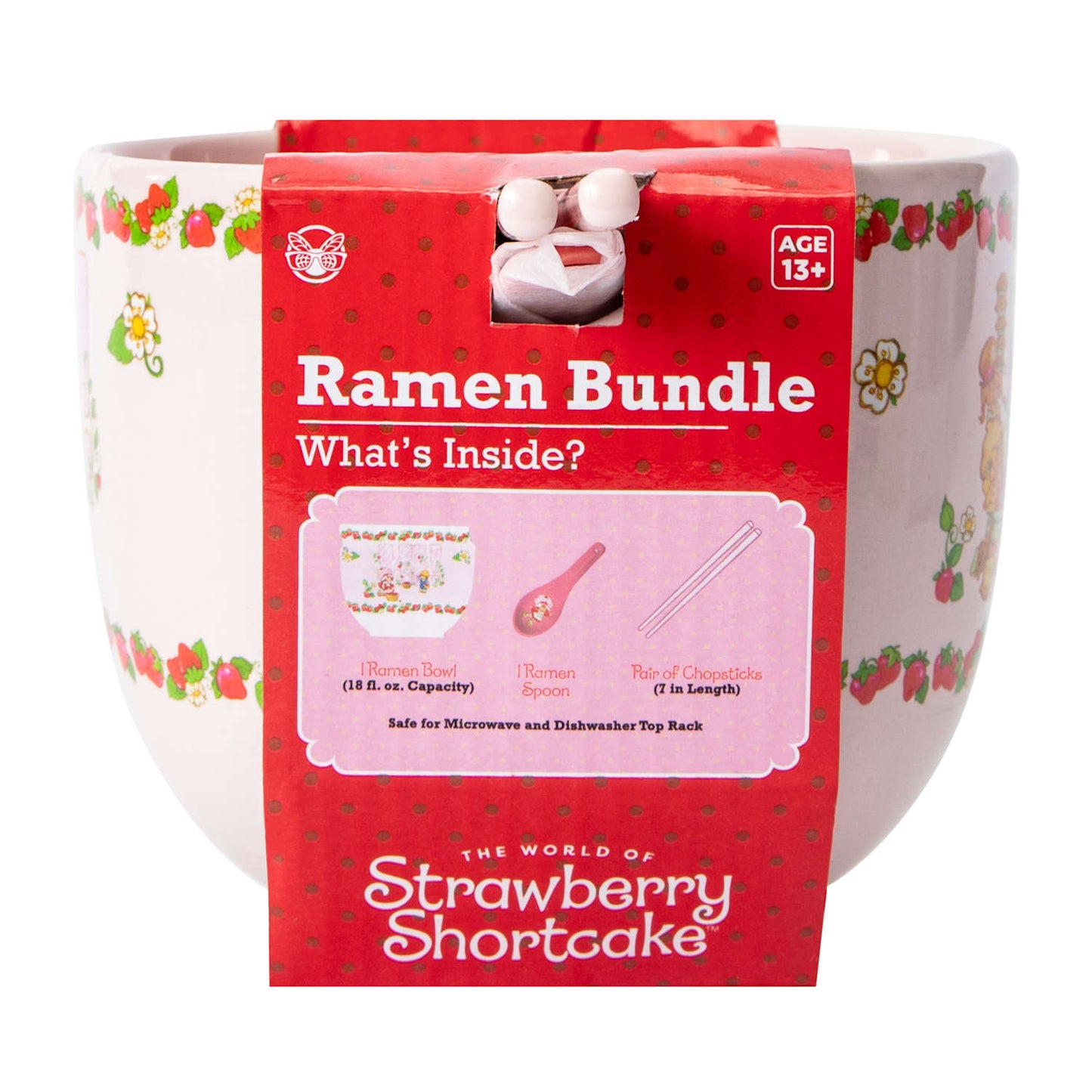 Tazón de cerámica con cubiertos asiáticos (ramen Bowl) Rosita Fresita y amigos