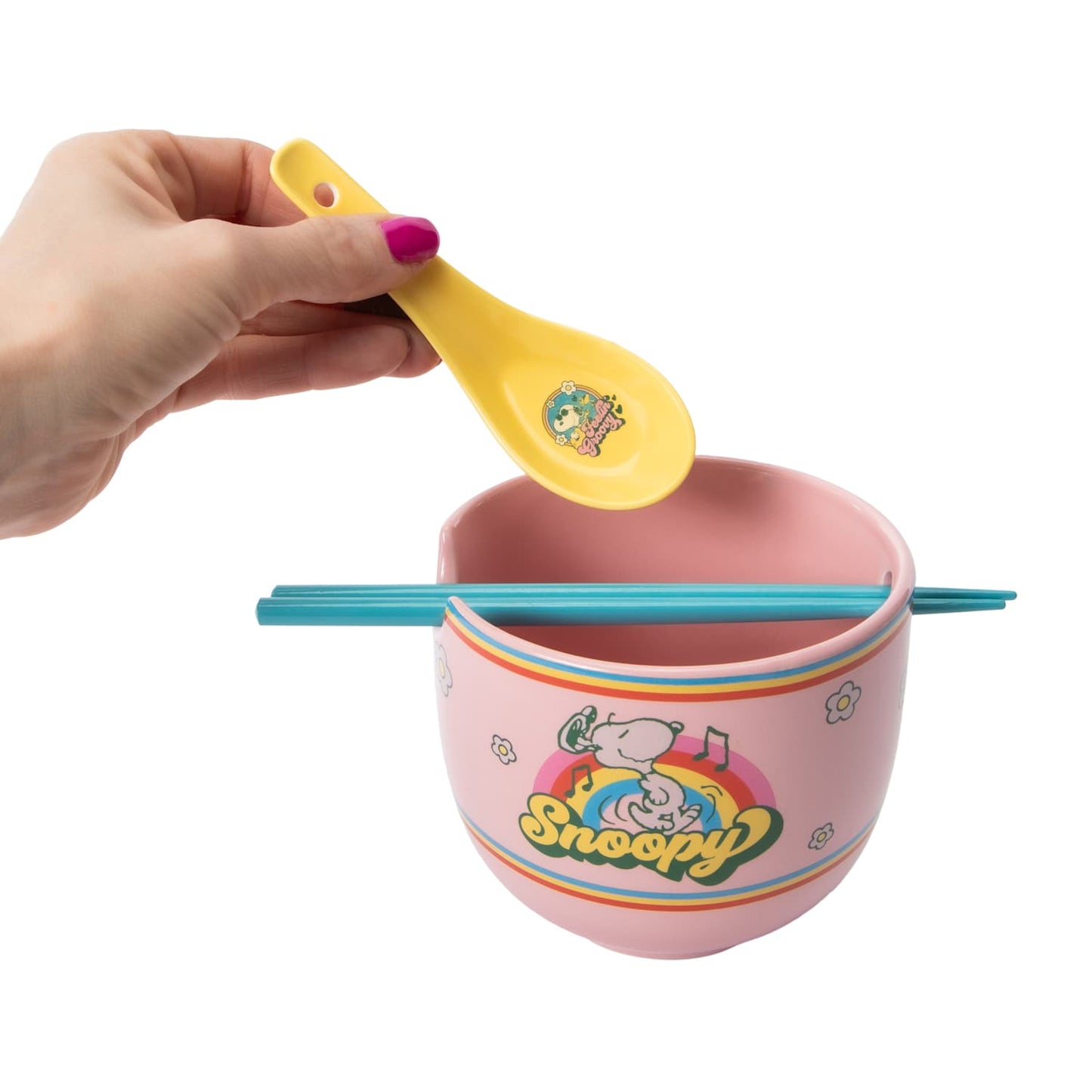 Tazón de cerámica con cubiertos asiáticos (ramen Bowl) Snoopy