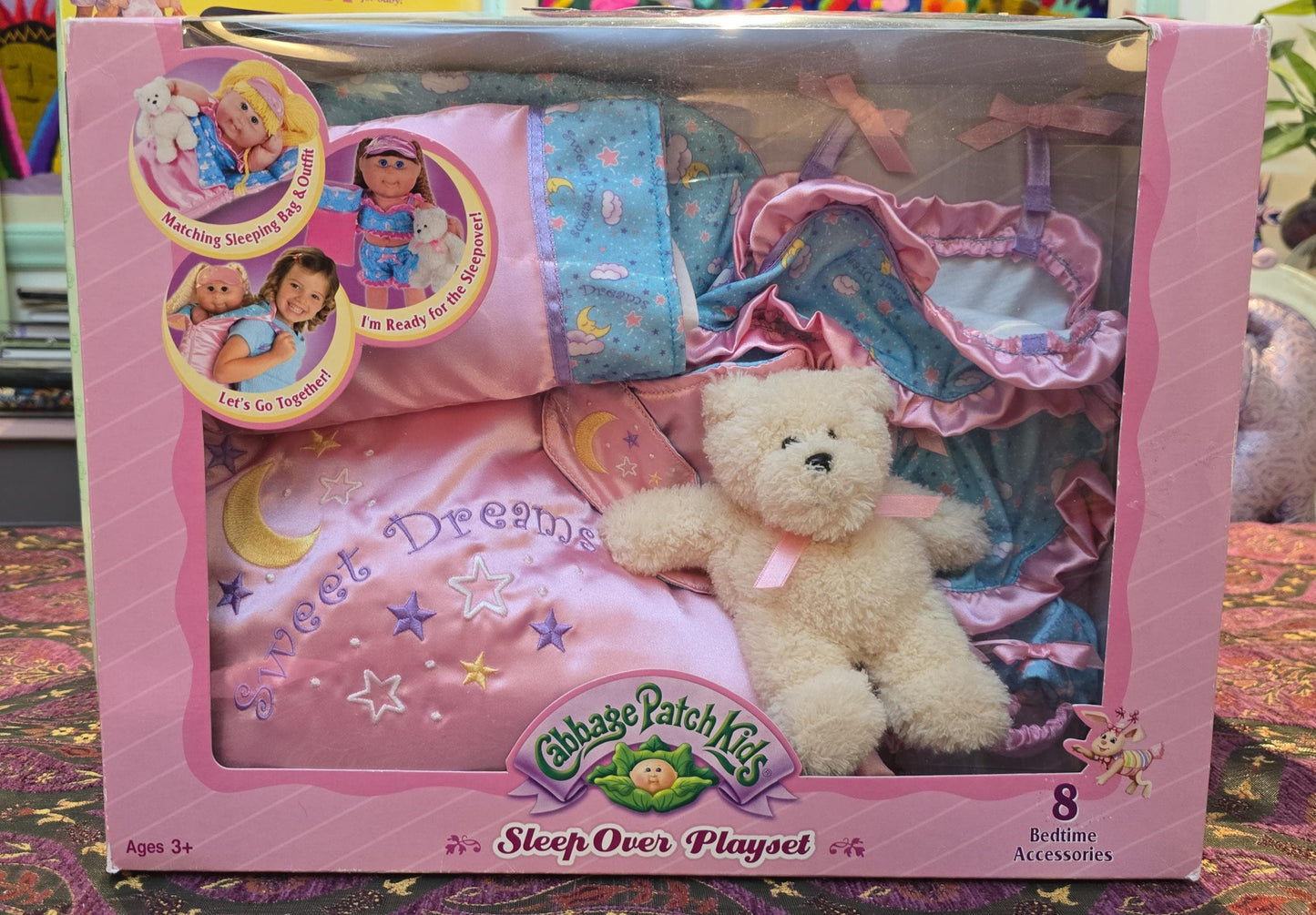 Cabbage Patch Vintage set de ropita y accesorios pijamada Sleep over playset