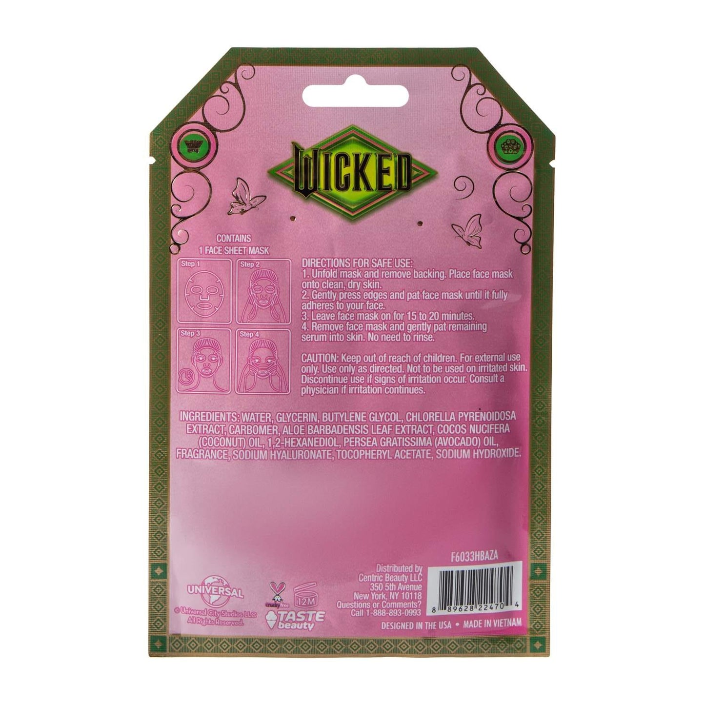 Wicked mascarilla facial cuidado personal 1 pz Glinda