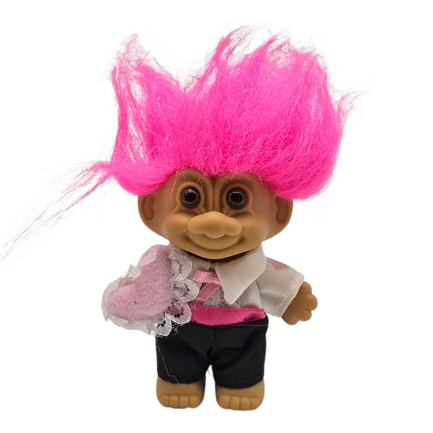 Troll Vintage Russ 8 cms años 90s Pajecito Rosa