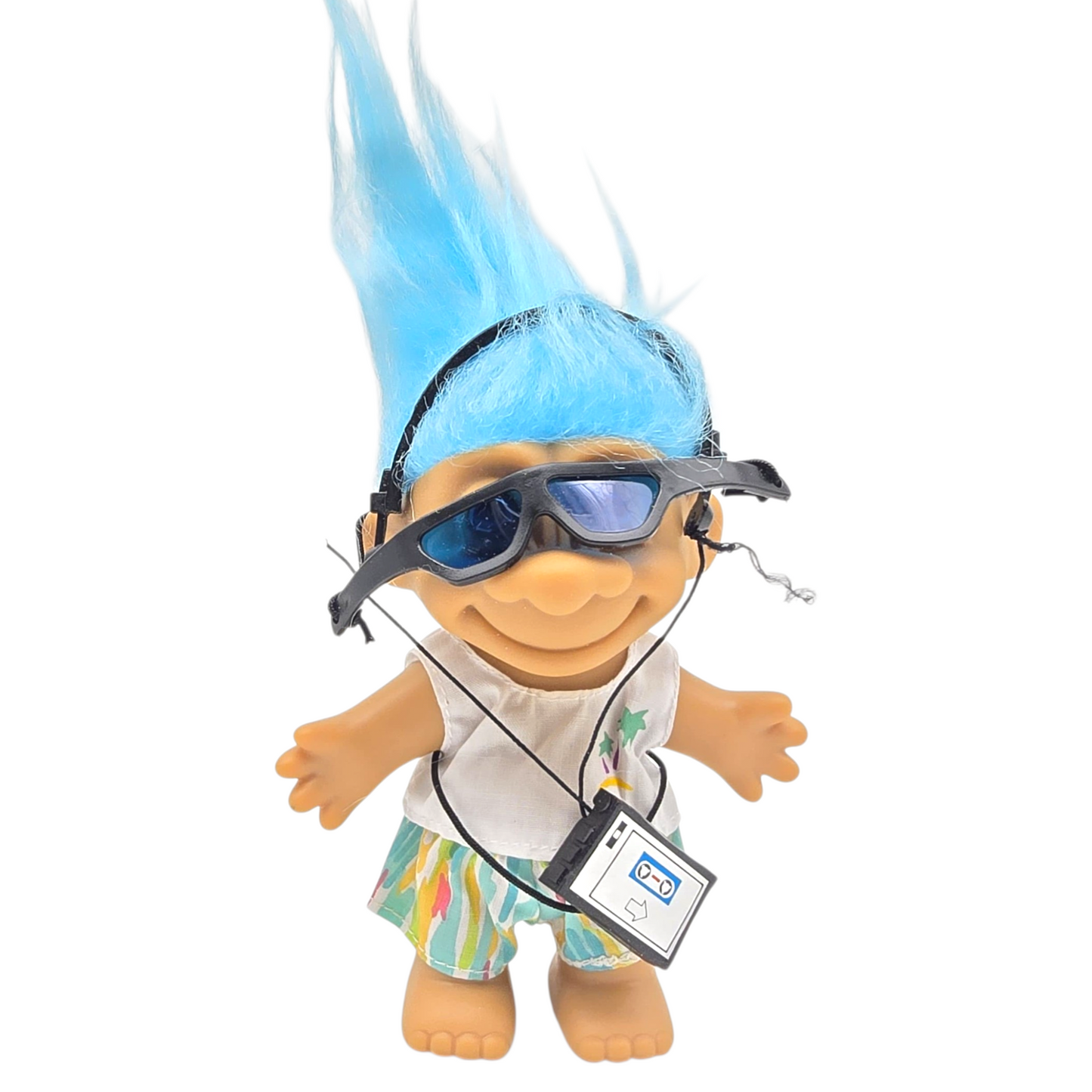Troll Vintage Russ 11 cms años 90s Walkman Azul