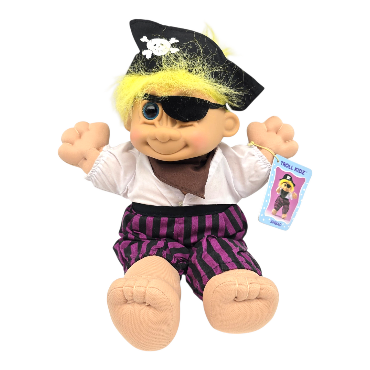 Troll Vintage Russ 27 cms años 90s Grande cuerpo de tela Pirata