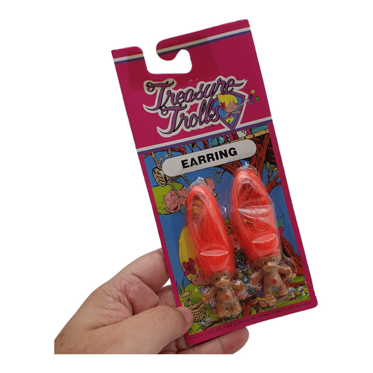 Aretes de Troll Vintage Treasure Trolls años 90s Naranja