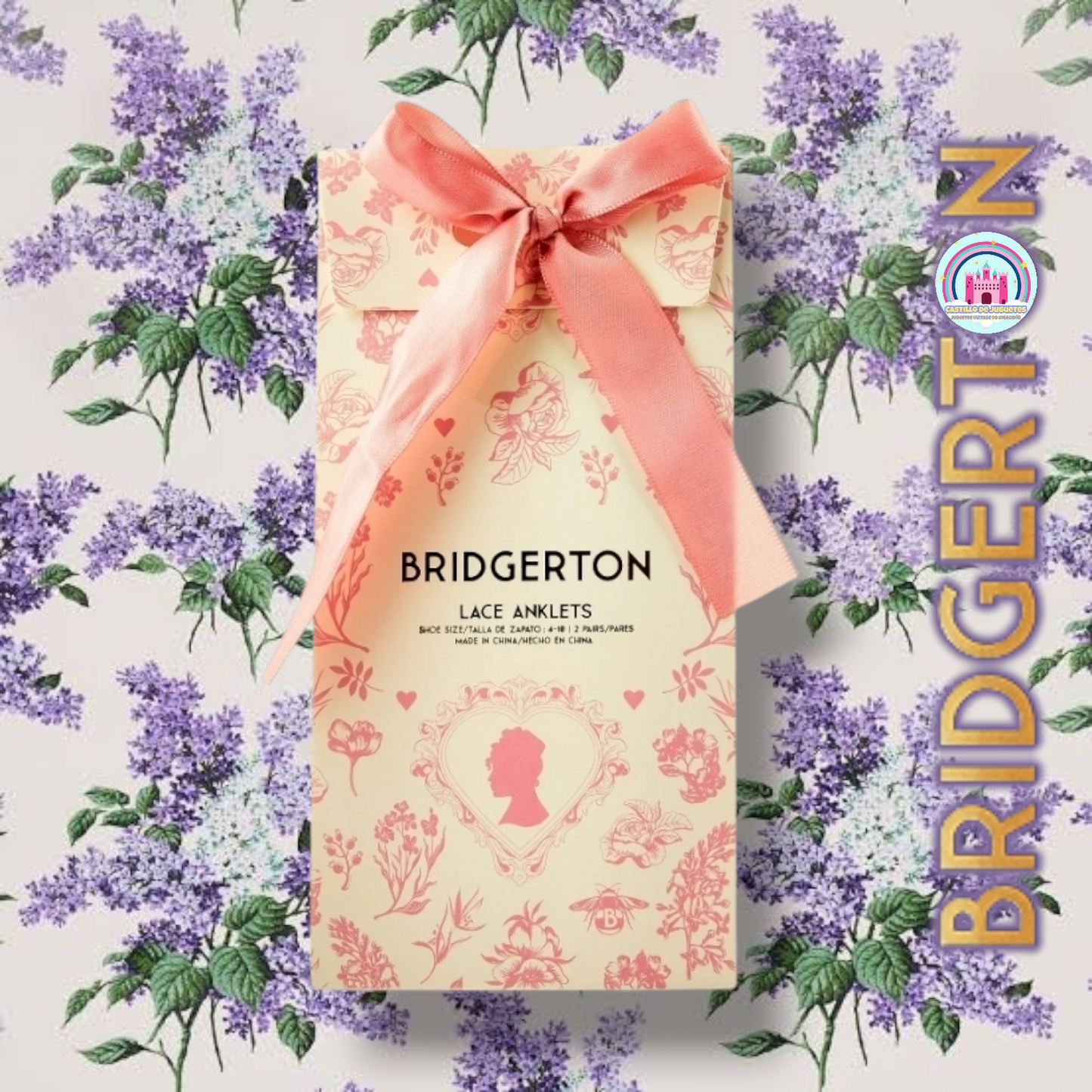 Bridgerton colección Netflix calcetas a tobillo con encaje para adulto (2 pares)