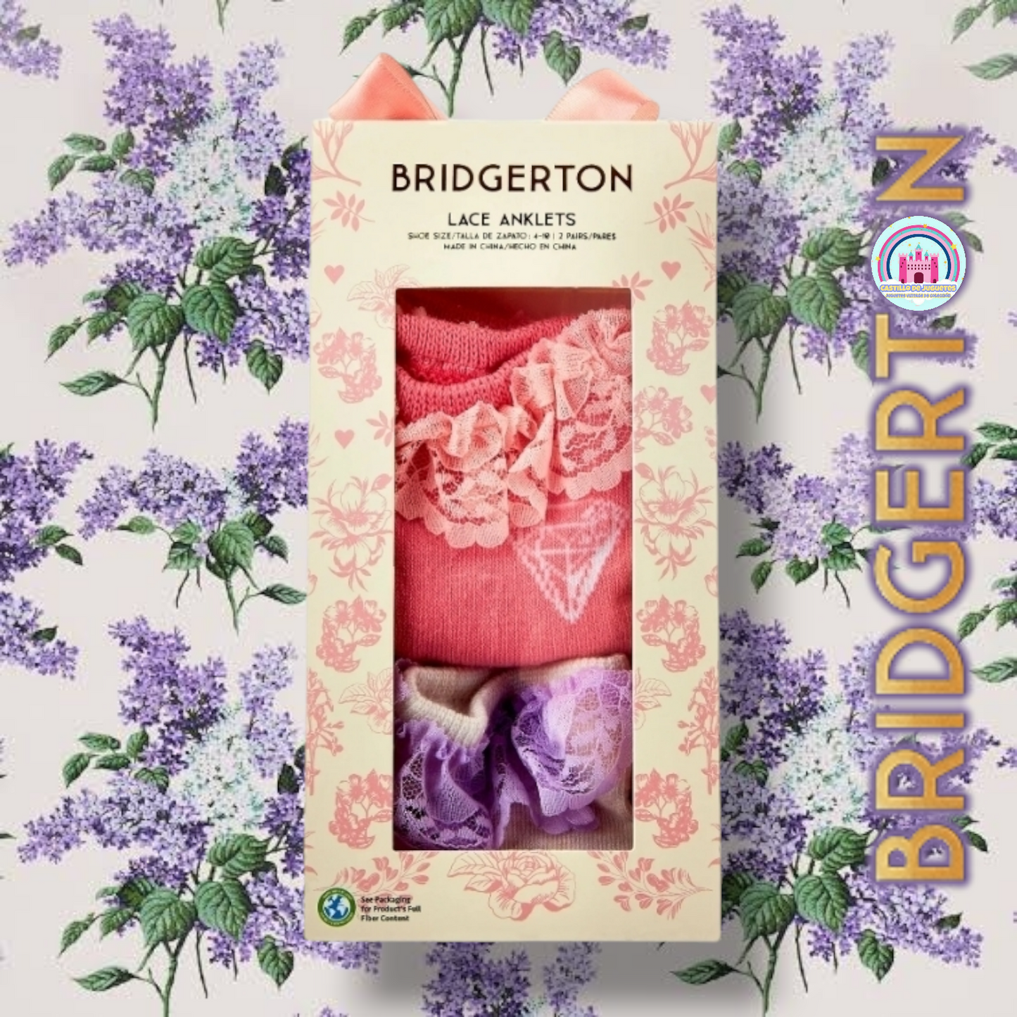 Bridgerton colección Netflix calcetas a tobillo con encaje para adulto (2 pares)