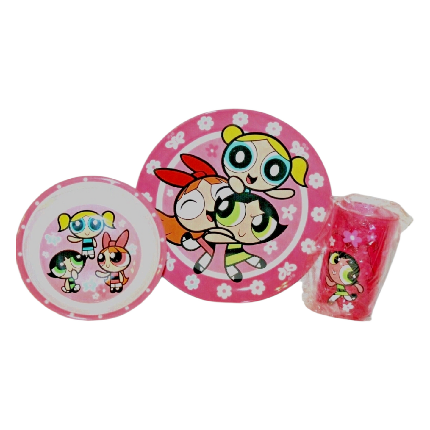 Set de platito vintage de melamina acrílicos pequeños Powerpuff Girls Chicas super poderosas