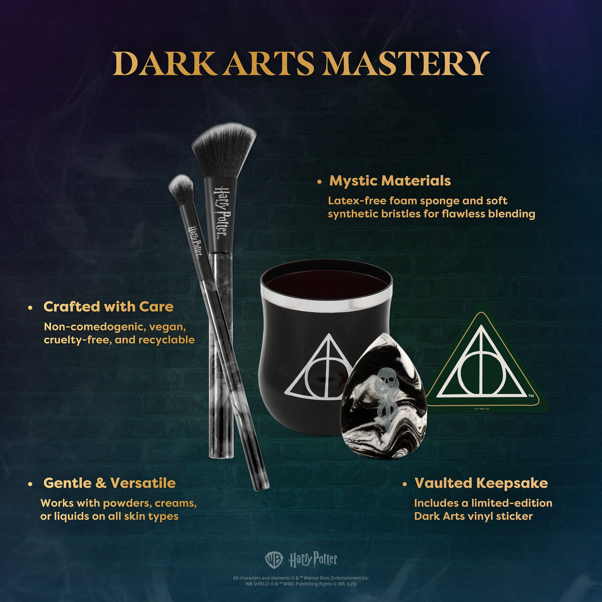 ⚠️ PREVENTA Maquillaje Harry Potter Dark arts set de Brochas con esponja y holder