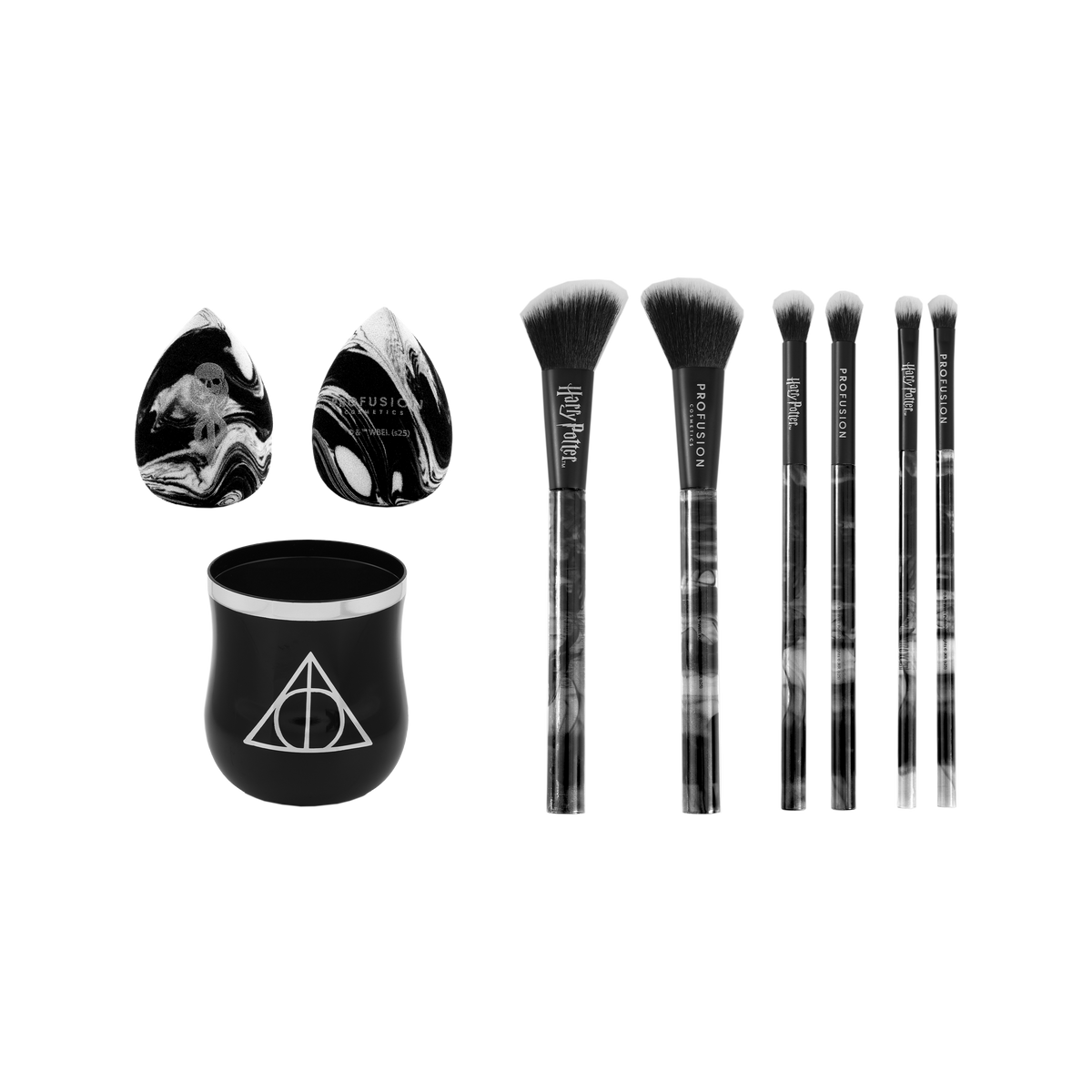 ⚠️ PREVENTA Maquillaje Harry Potter Dark arts set de Brochas con esponja y holder
