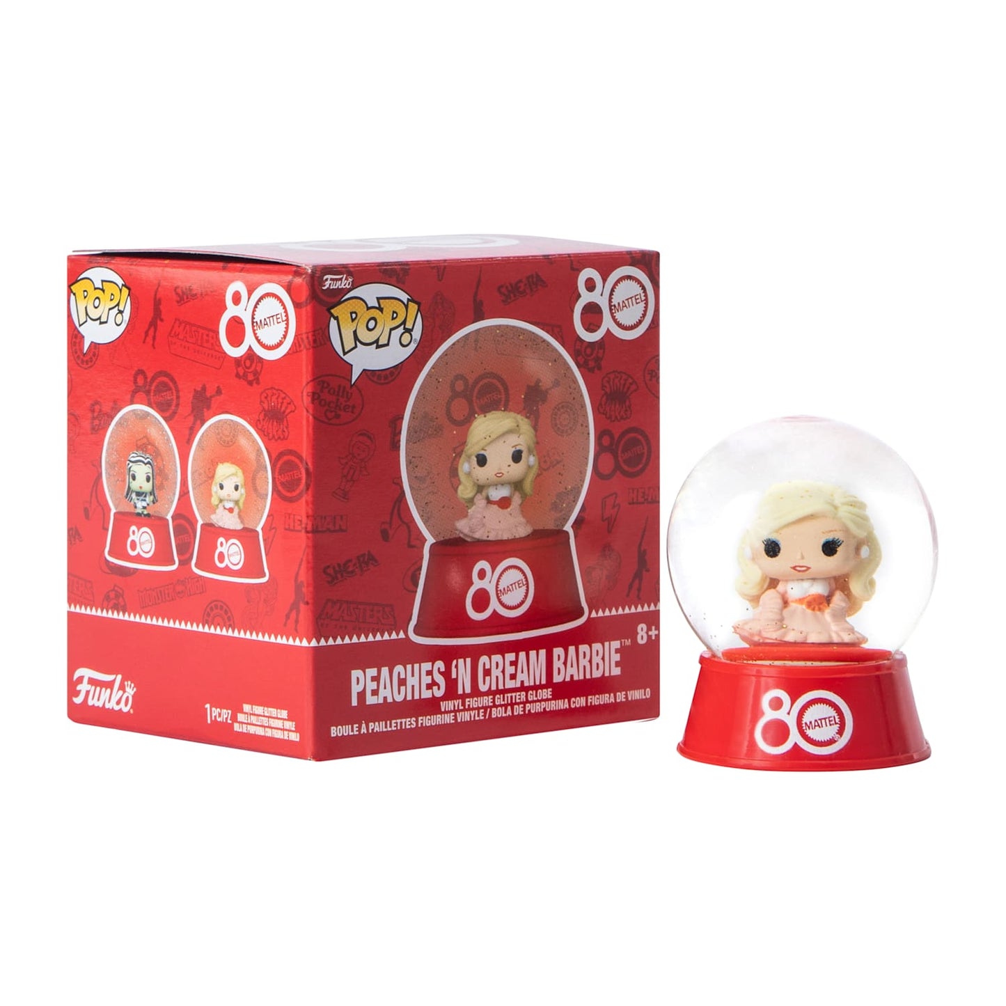 Mattel 80 aniversario mini snow globes Barbie peaches n cream