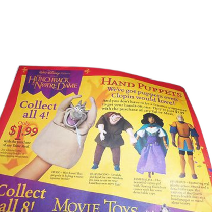 Burger King Happy Meal Jorobado de Notre Dame títere año 1996