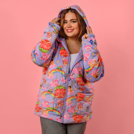 Chamarra Strawberry shortcake y Care bears x Cakeworthy Rosita Fresita Osito Cariñositos tipo terciopelo
