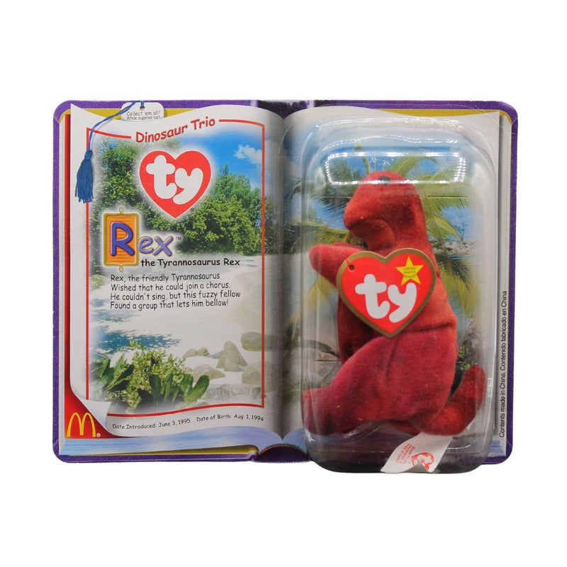 McDonald's Happy Meal Dinosaurio Rex Ty Beanie babies año 2000 acetatos amarillento o con ligeros detalles por edad.