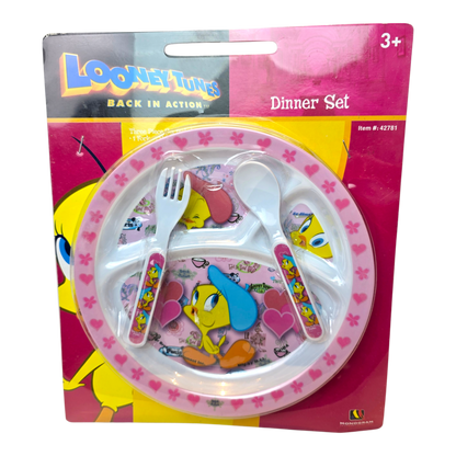 Set de platito con cubiertos acrílicos pequeños vintage Piolin Nuevas año 2001