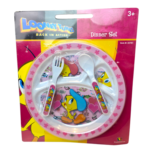 Set de platito con cubiertos acrílicos pequeños vintage Piolin Nuevas año 2001