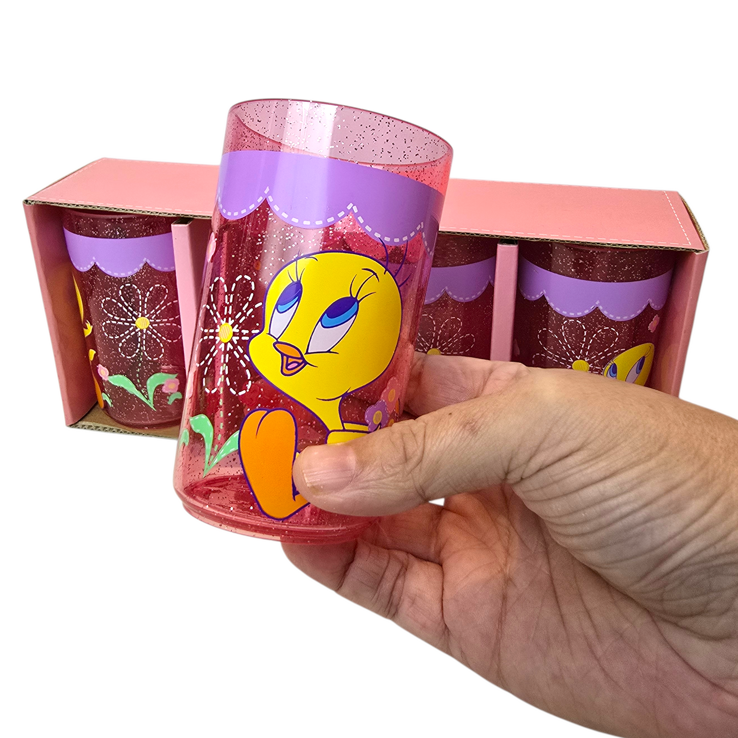 Set de 4 Vasitos acrílicos pequeños vintage Piolin Nuevos años 2000's