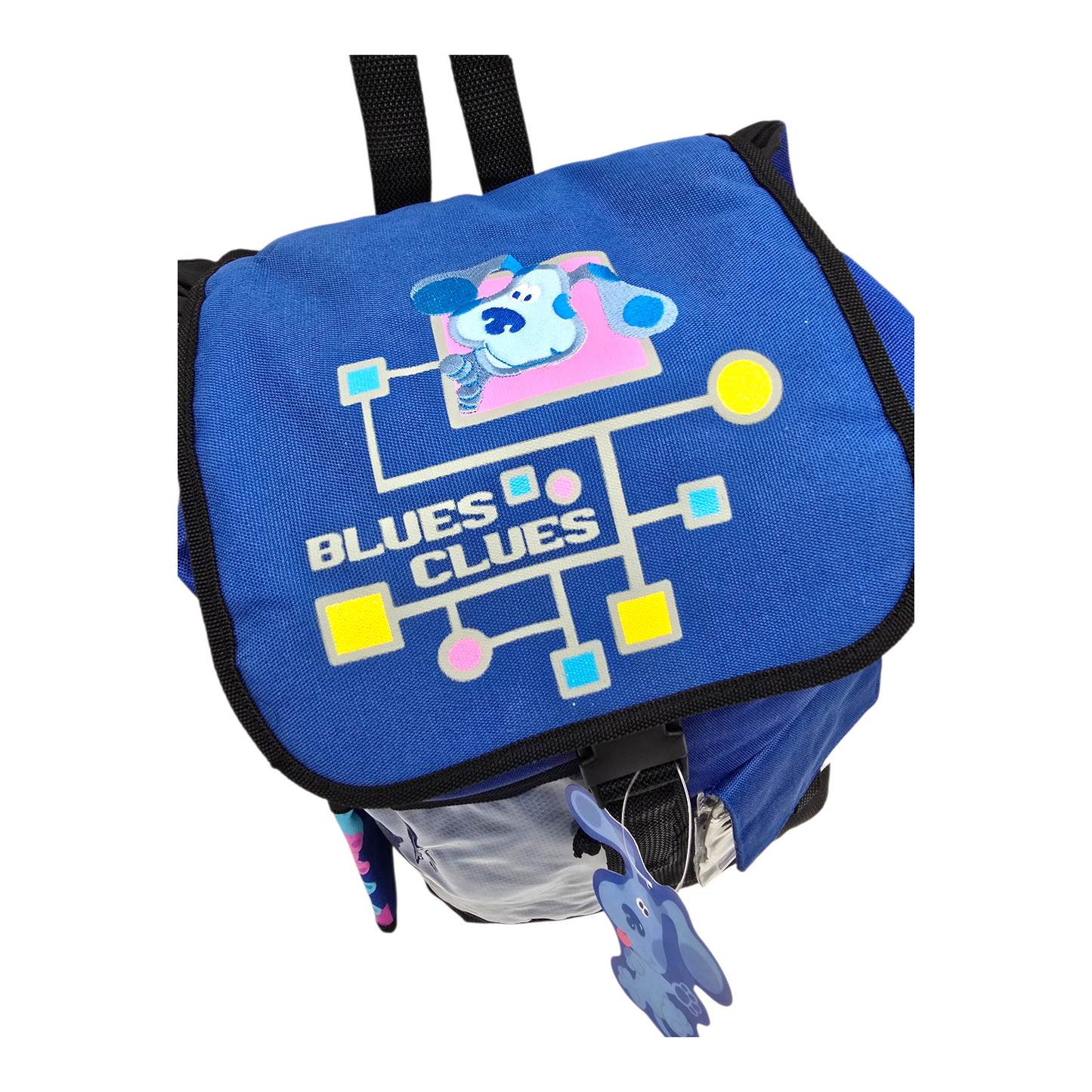 Mochila Blue's Clues Pistas de Blue 48x40 cms aprox con monedero y charm (Se está descarapelando un poco de la añrte de abajo) Azul