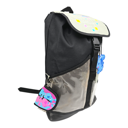 Mochila Blue's Clues Pistas de Blue 48x40 cms aprox con monedero y charm (Se está descarapelado un poco de la parte de abajo) Gris