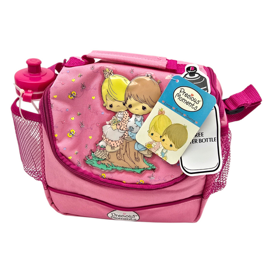 Lonchera maletita vintage Precious Moments 28x22 cms aprox Rosa con thermo rosa
