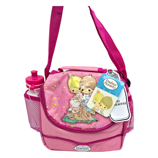Lonchera maletita vintage Precious Moments 28x22 cms aprox Rosa con thermo rosa