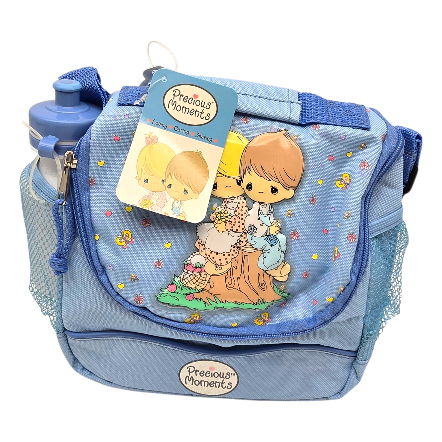 Lonchera maletita vintage Precious Moments 28x22 cms aprox Rosa con thermo azul