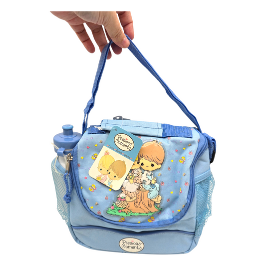 Lonchera maletita vintage Precious Moments 28x22 cms aprox Rosa con thermo azul