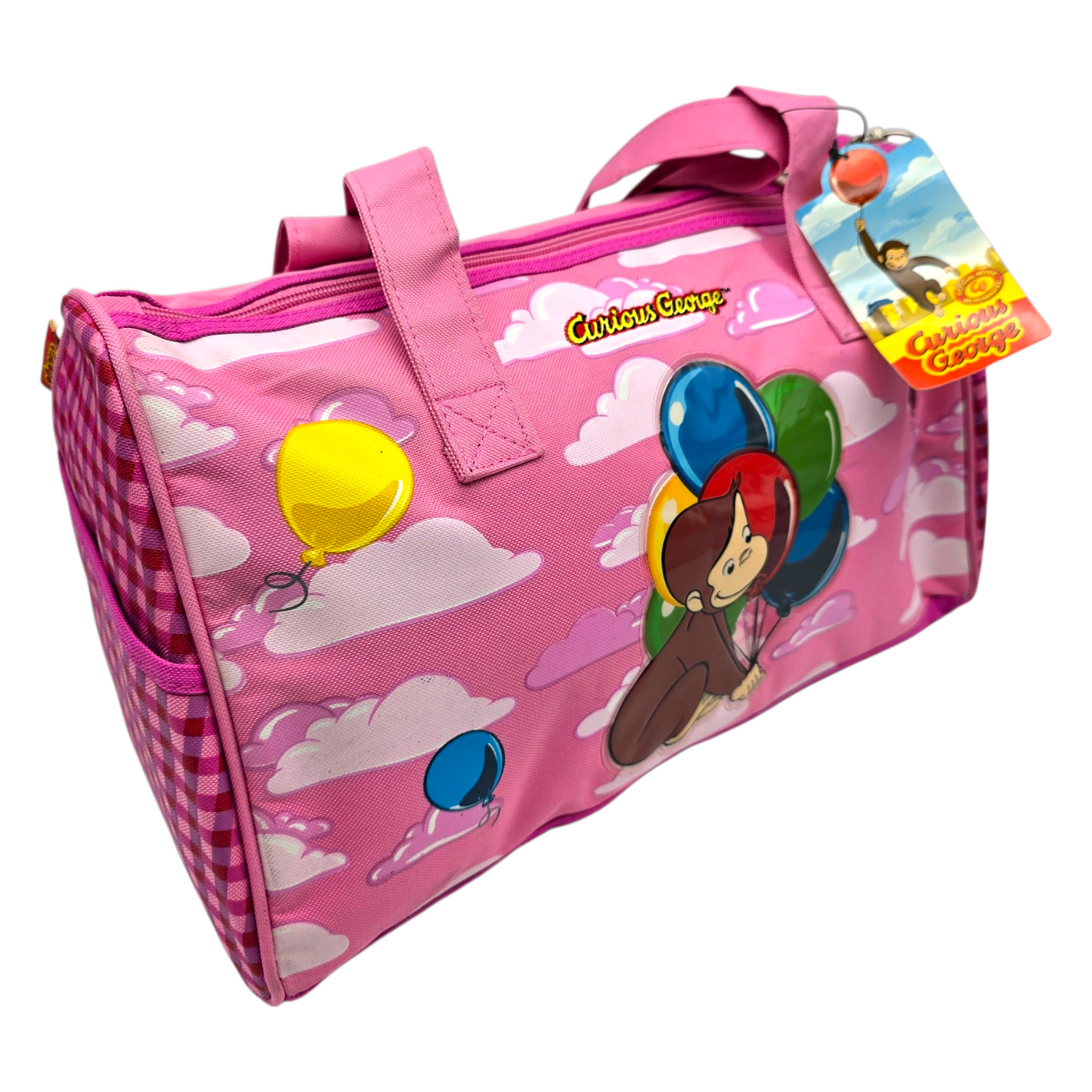 Maleta Duffle bag bolso vintage Curious George 40x28 cms aprox rosa