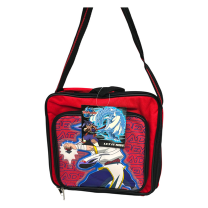 Lonchera maletita Beyblade vintage 28x28 cms aprox roja