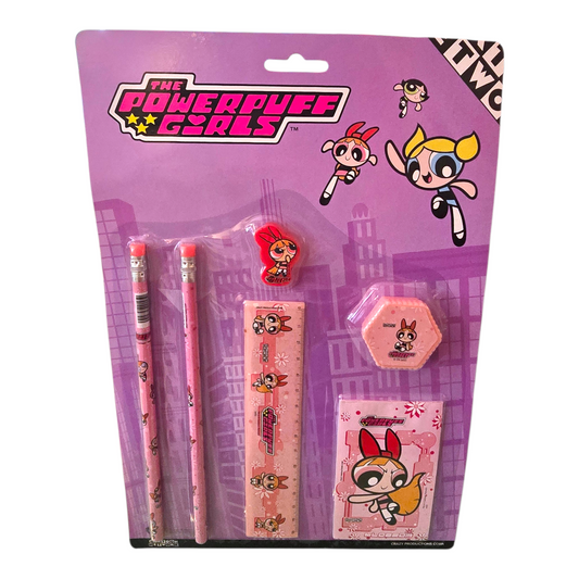 Set de Papelería vintage Chicas Super poderosas Powerpuff Girls rosa Bombon