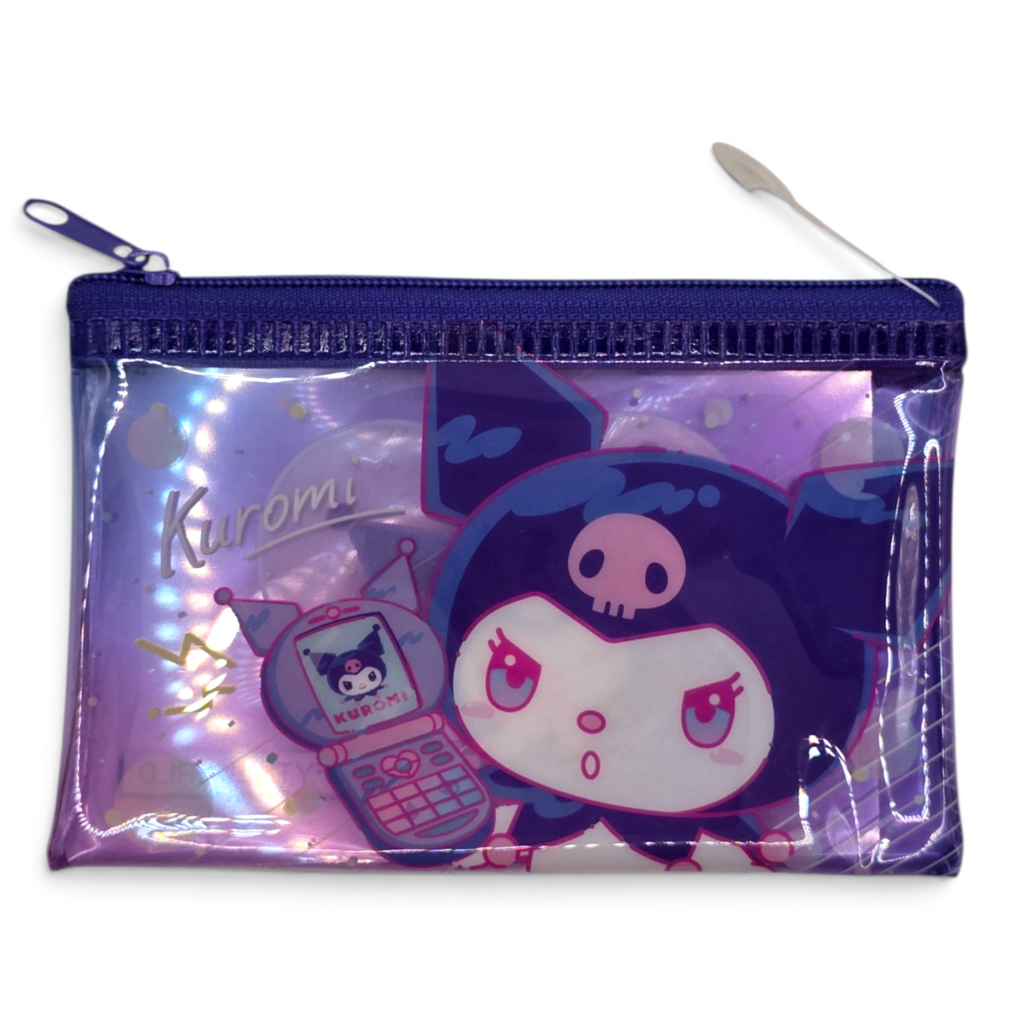 Bolsita multiusos Sanrio Japon Original licencia medida aprox 8x12.5 cms plano vinyl tipo tarjetero/monedero Kuromi