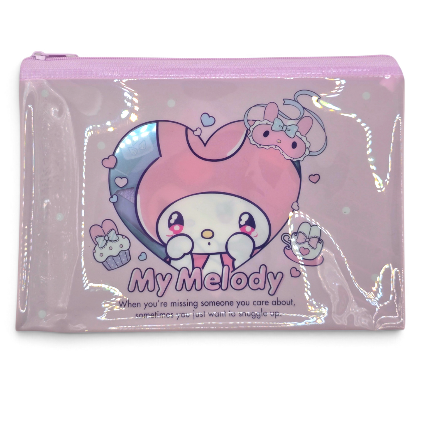 Bolsita multiusos tipo sobre Plano Sanrio Japon Original licencia medida aprox 20x14 cms My Melody con Kuromi