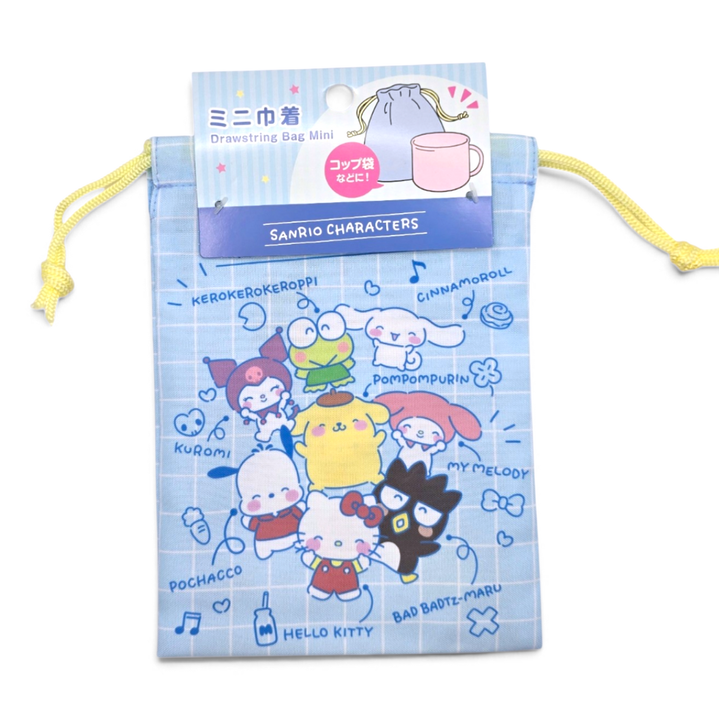 Bolsita Tela de cuerda tipo saco multiusos Sanrio Japon Original licencia medida aprox 19x14 cms Characters